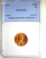 1974 Cent MS68 RD LISTS $6500