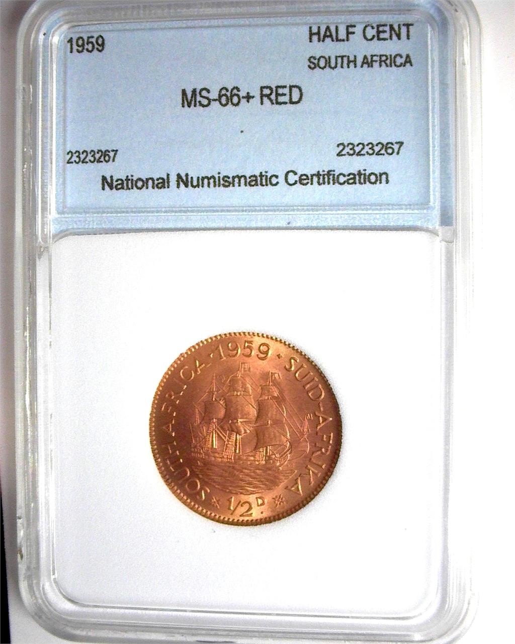 1959 Half Cent NNC MS66+ RD South Africa