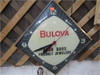 BULOVA CLOCK SIGN -- RUNS, NO LIGHT