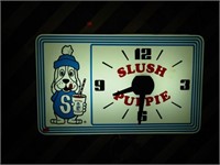 SLUSH PUPPLE CLOCK SIGN -- RUNS & LIGHTS UP