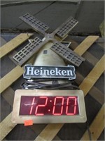 HEINEKEN BEER DIGITAL CLOCK -- WORKS