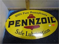 METAL 2 SIDED PENNZOIL SIGN