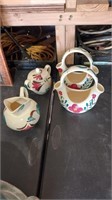 4pcs puriton flower design slip ware
