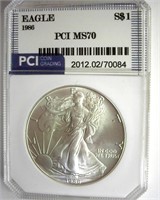 1986 Silver Eagle MS70 LISTS $975