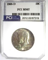 1968-D Kennedy MS67 LISTS $750