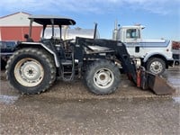 White 6085 Loader Tractor with Pallet Forks Runs