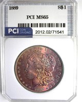 1889 Morgan PCI MS65 Golden Purple