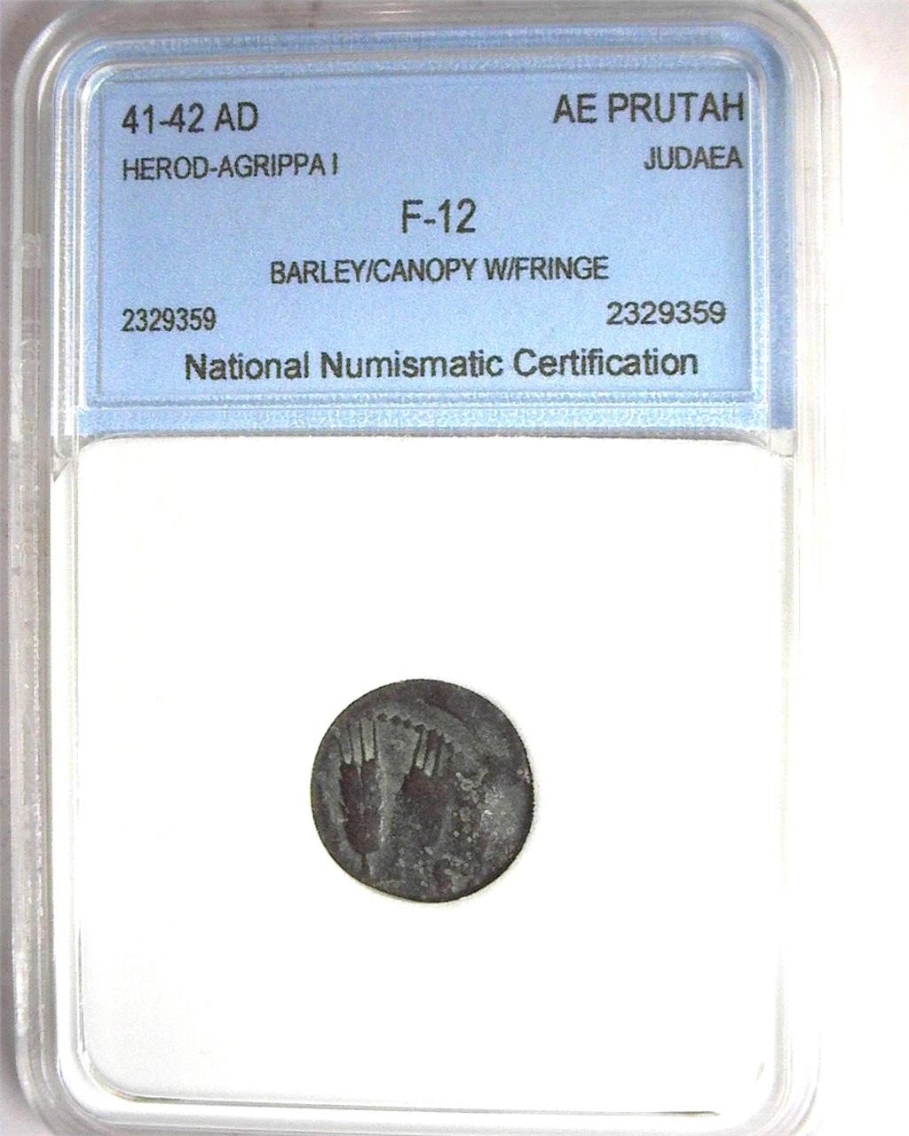 41-42 AD Judea Herod-Agrippa NNC F12 AR Prutah