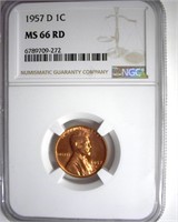 1957-D Cent NGC MS66 RD