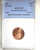 1999 Error Cent NNC MS66 RD