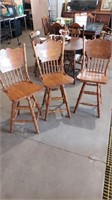 3 oak swivel bar stools
