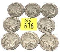x8- Buffalo nickels, -x8 nickels SOLD by the
