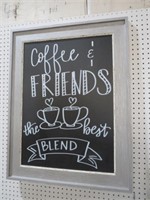 WOOD FRAMED COFFEE AND FRIENDS SIGN