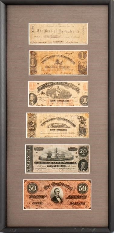 Framed Collection of Confederate Currency