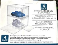 4 Pack Stackable Shoe Box And Organizer^