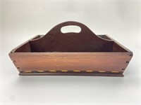 Antique Dovetailed Wood Tool Caddy w Inlay