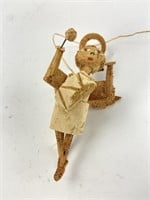 Hand Made Carved Cork Drumming Angel Ornament