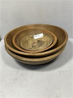 Four 19th century hand turned wooden bowls