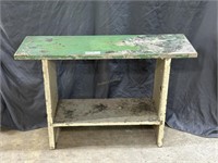 Painted bucket bench with under shelf
