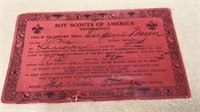 1915 Boy Scouts of America, tenderfoot certificate