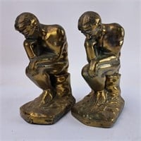 (2) The Thinker Brass Bookends