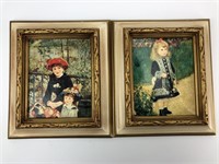 Pair of Framed Miniature Renior Prints on Canvas