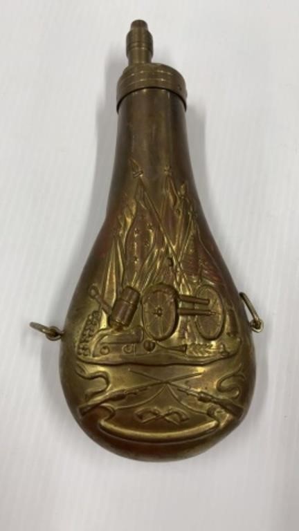 old Brass POWDER HORN - nice & clean Civil War