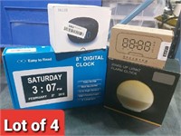 Lot of 4, Alarm clocks, Various Brands & Styles