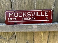 1971 MOCKSVILLE FIREMAN TAG