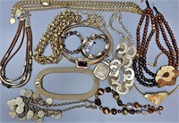 Collection of Gold Tone , Wood & Beaded Jewelry