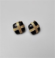 14K Gold & Onyx Stud Earrings