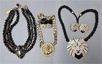 Beaded Black & Gold & MOP Animal Theme Jewelry