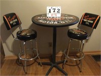 Harley Davidson Pub table w/2 stools, 41" high