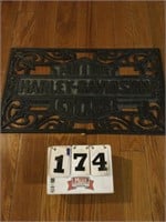 Harley Davidson Welcome mat, small rip in bottom,