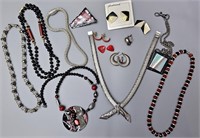 Silver, Black & Red Costume Jewelry - some 925