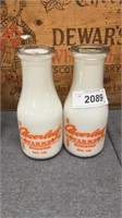 Cloverleaf Farms frosted glass milk bottle