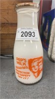 Pep’s milk frosted milk glass bottle