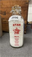 Star dairy glass milk bottle