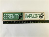 2pcs harmony & serenity Signs