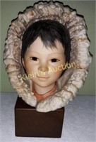 Cybis Eskimo Child Bust Sculpture signed