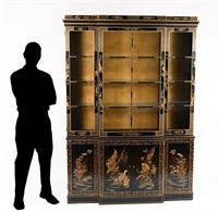 LACQUERED CHINOISERIE CHINA DISPLAY CABINET