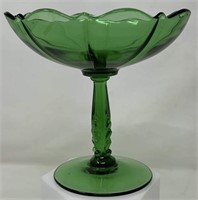 MCM Green Art Glass Compote