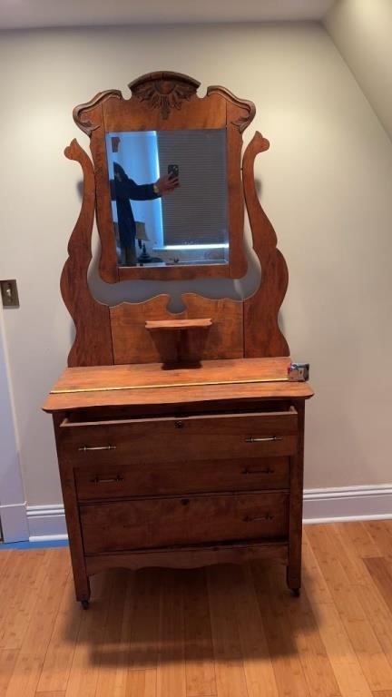 36x18x76in antique wood vanity/dresser