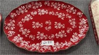 Temptations by Tara Red Floral Lace Oval Serving