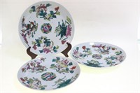3Pics, Chinese Famille Rose Porcelain Plates