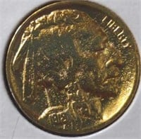 24k gold-plated 1918 Buffalo nickel