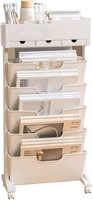 6 Tier Rolling Cart,Open Bookcase and Bookshelf wi