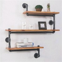 33" W,9" D Industrial Pipe Shelf, 3-Shelves Wall M