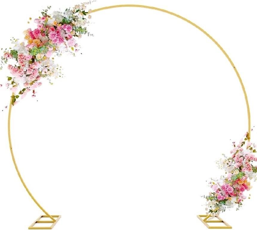 Wokceer Round Backdrop Stand 8FT Gold Wedding Arch