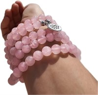 108 Mala Beads Bracelet Natural Rose Quartz